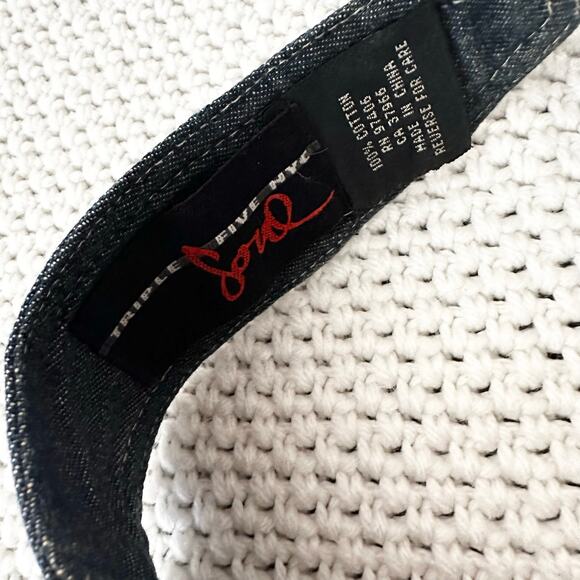 Triple Five Soul 555 T5S Denim Y2K Stretch Band Visor One Size Unisex Red Trim - Picture 3 of 8